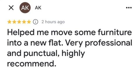 ⭐ 5-star review for Man and Van Winchester highlighting professional, punctual, and reliable moving service.